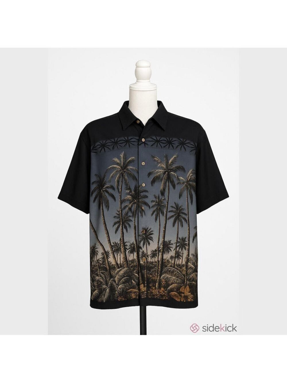 Croft & Barrow Shirt 3XB Big Men's Hawaiian Tropical Palm Tree Beach Blue Black